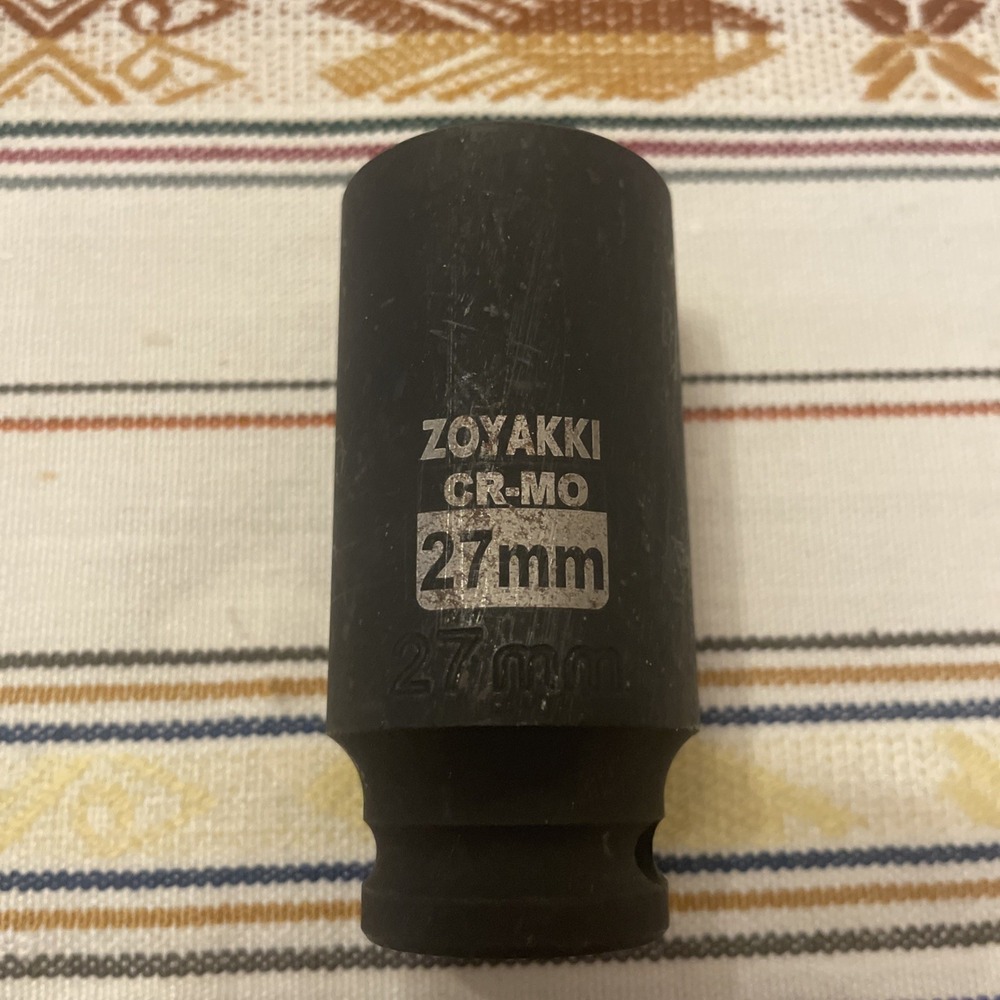 NEW 1/2" Drive x 27 mm Deep 6 PT Impact Socket, CR-MO, 1/2-inch 27mm